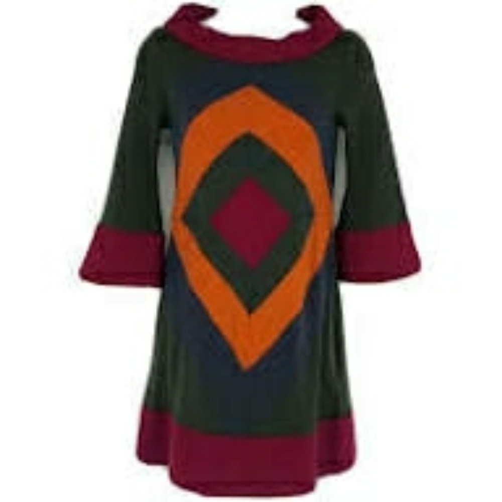 Diane Von Furstenberg Colorblock L/S Wool Dress